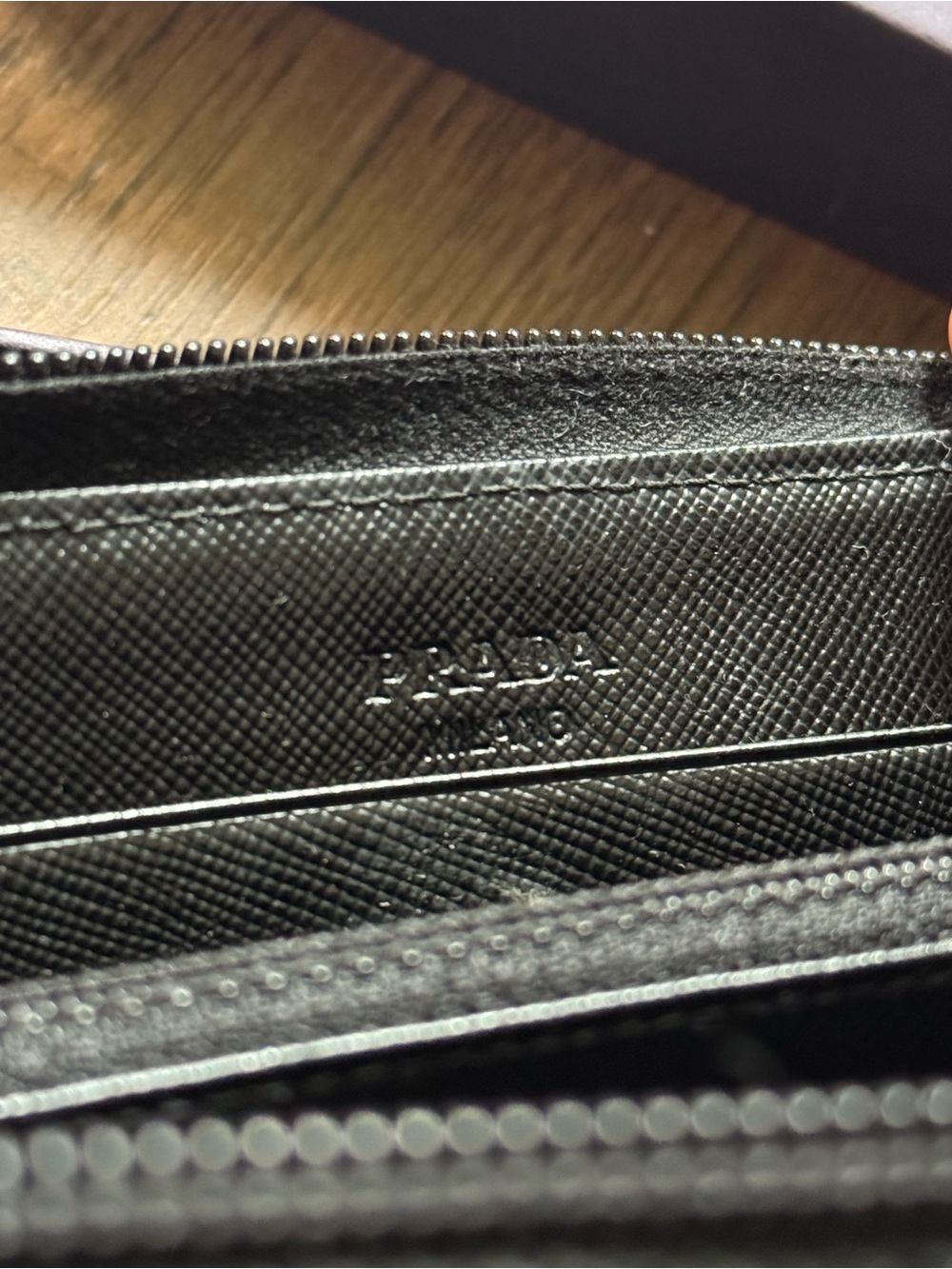 PRADA Zip Around Tessuto Nylon Wallet in black with silver triangle hardware - Picture 9 of 10